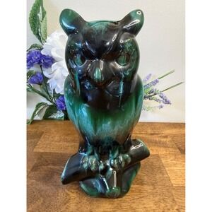 Vintage Blue Mountain Pottery Owl Large Canadian Art Pottery Figurine Bird Decor